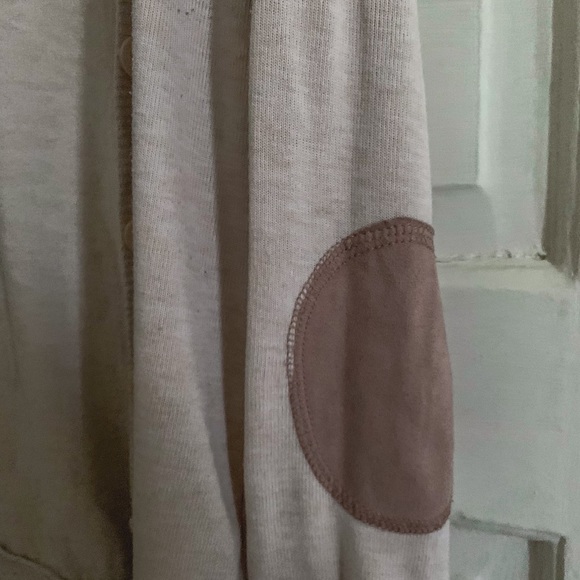 Open front elbow-patch cardigan sweater - Picture 4 of 5